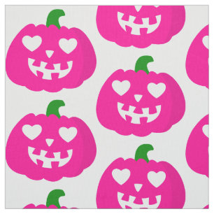 Tela corazón de calabaza rosa de halloween jack-o-lante