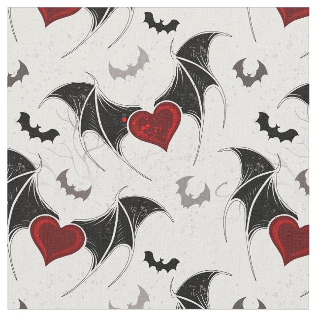 Tela Corazón de Halloween con alas de murciélago negro (De cerca)
