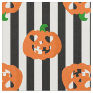 Tela corazón de Halloween de rayas de calabaza naranja