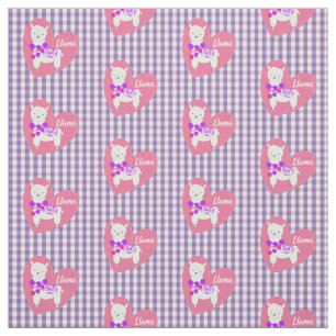 Tela Corazón de Llama Cute Gingham Blanco Púrpura Rosa