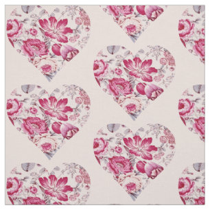 Tela Corazón floral rojo