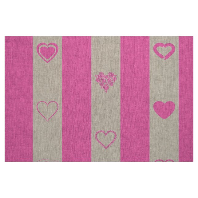 Tela Corazón lindo banda rosa moderna ("Cuarto gordo" (fat quarter))