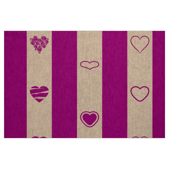 Tela Corazón lindo moderno Royal Fuchsia Stripe ("Cuarto gordo" (fat quarter))