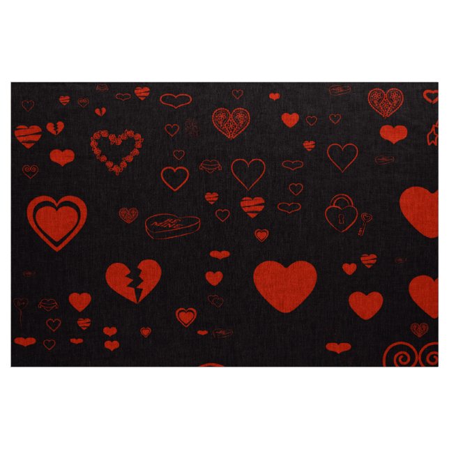 Tela Corazón lindo negro moderno rojo (Yarda)