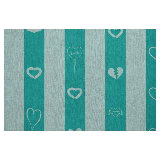 Tela Corazón suave franja turquesa moderna ("Cuarto gordo" (fat quarter))