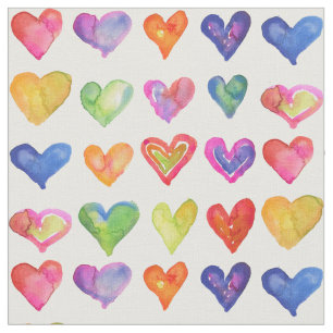 Tela Corazones arcoiris