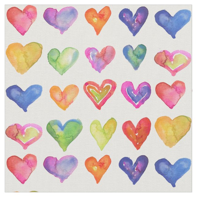 Tela Corazones arcoiris (De cerca)