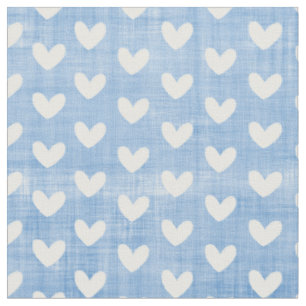 Tela Corazones blancos en azul