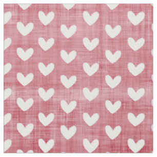 Tela Corazones blancos en rojo