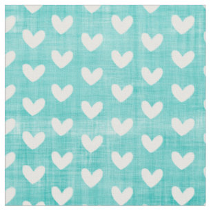 Tela Corazones blancos en Verde azulado