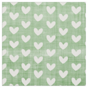 Tela Corazones blancos en verde hierba