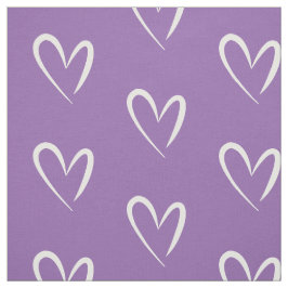Tela corazones blancos modernos, fondo púrpura, patrón
