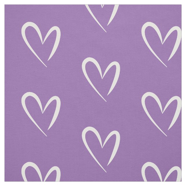 Tela corazones blancos modernos, fondo púrpura, patrón (Retal)