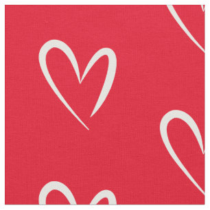 Tela corazones blancos modernos, fondo rojo,