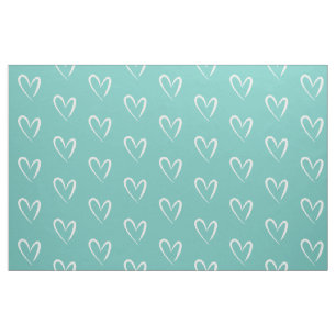 Tela Corazones blancos sobre fondo Verde azulado