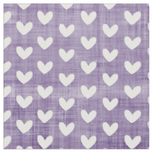 Tela Corazones blancos sobre morado oscuro
