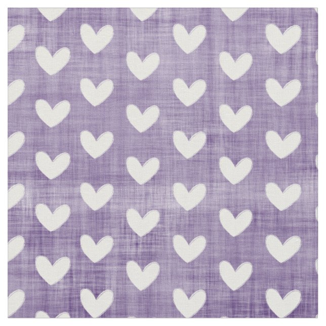 Tela Corazones blancos sobre morado oscuro (De cerca)