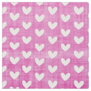 Tela Corazones blancos sobre rosa magenta