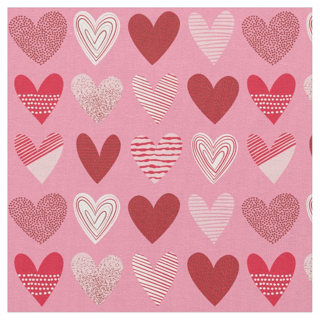 Tela Corazones con textura cúrcuta en rosa (De cerca)