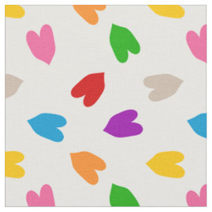 Tela Corazones De Amor Coloridos Diseño De Patrón Blanc