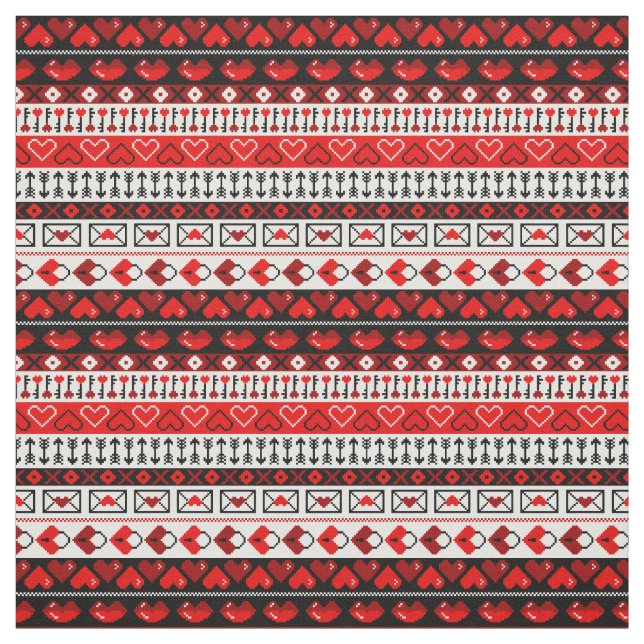 Tela Corazones de amor de 8 bits rojos (Retal)