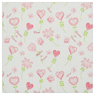 Tela Corazones de amor floreciendo 2
