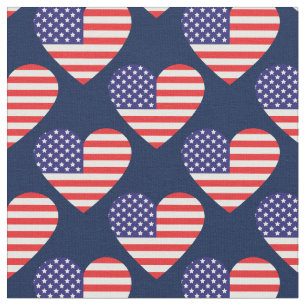 Tela Corazones de Bandera Americana Patriótica 4 de Jul