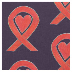Tela Corazones de cinta de conciencia roja Material per