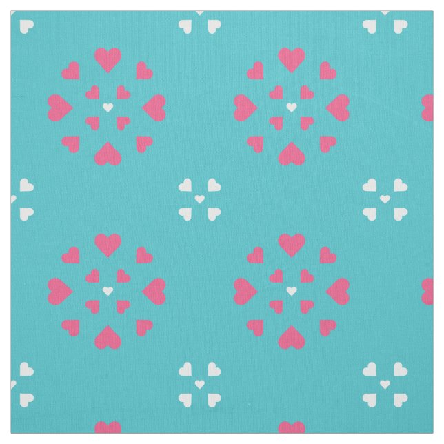 Tela Corazones de copo de nieve rosa blanco azul (Retal)