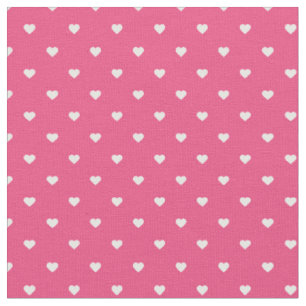 Tela Corazones de lunares rosa caliente
