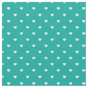 Tela Corazones de lunares turquesa
