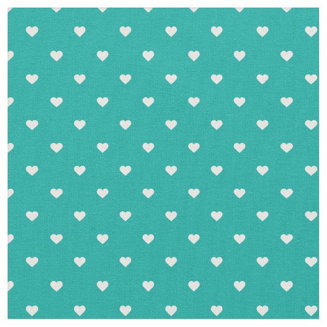 Tela Corazones de lunares turquesa (De cerca)