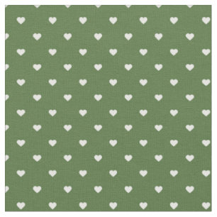 Tela Corazones de lunares verdes musgo