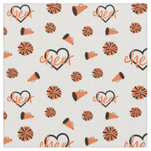 Tela Corazones de naranja Cheer, Pom Poms, Patrón Mega