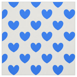 Tela Corazones de polka azul en blanco
