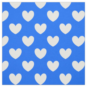 Tela Corazones de polka blanca en azul