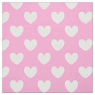 Tela Corazones de polka blanca sobre el algodón dulce r