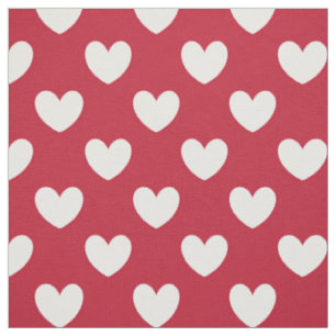 Tela Corazones de polka blanca y roja