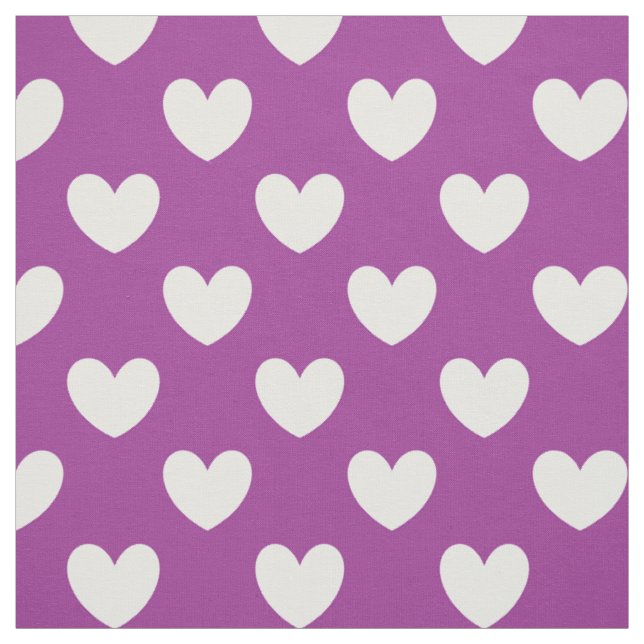 Tela Corazones de polka blanco sobre morado Cactus Flor (Retal)