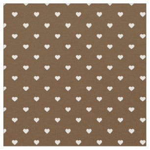 Tela Corazones de polka de chocolate marrón