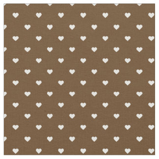 Tela Corazones de polka de chocolate marrón