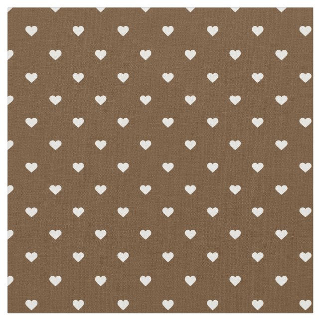 Tela Corazones de polka de chocolate marrón (De cerca)