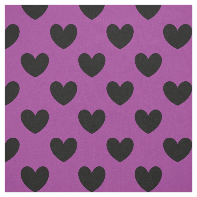 Tela Corazones de polka negra en morado (Retal)