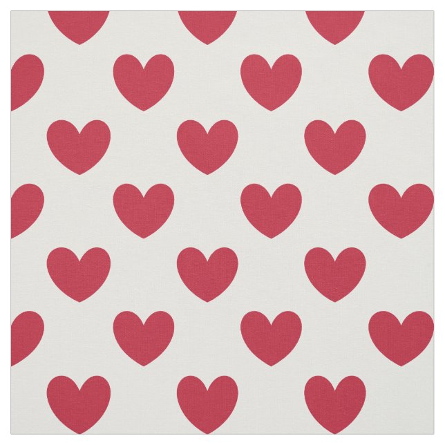 Tela Corazones de polka roja en blanco (Retal)