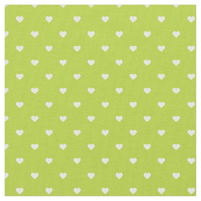 Tela Corazones de polka verde de Apple (De cerca)