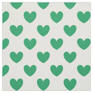 Tela Corazones de polka verde de Kelly en blanco