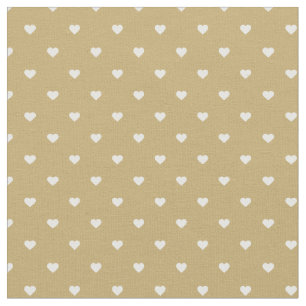 Tela Corazones de Punto de Polka Oro