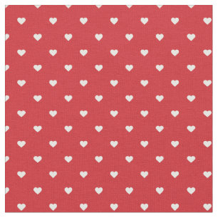Tela Corazones de Punto de Polka Rojo