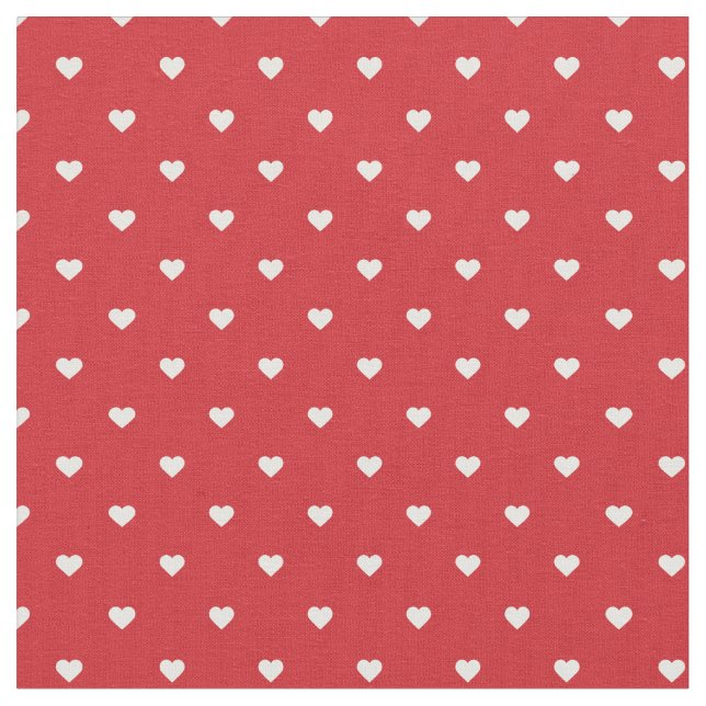 Tela Corazones de Punto de Polka Rojo (De cerca)