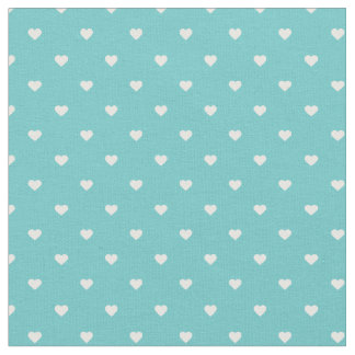 Tela Corazones de Punto de Polka Turquesa